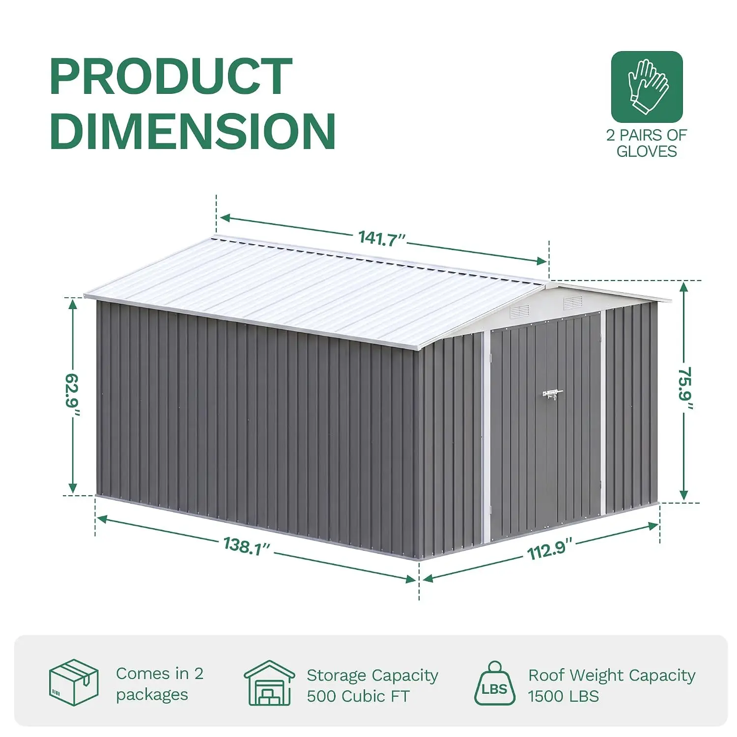 10x12 FT Outdoor Storage Shed, Heavy Duty Metal Shed with Lockable Door&Slooping Roof, Tool Shed for Garden, Customized