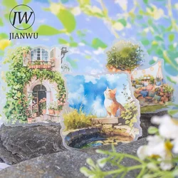 JIANWU Small View of Garden Life Series Vintage Plant Flower Material Collage PET Sticker Creative DIY Journal Stationery