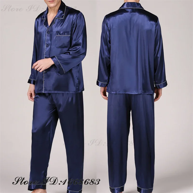 Plus Size 3XL Men Pajamas Set Sleepwear Long Sleeve Trouser 2PCS Shirt&Pant Suit Spring Autumn New Male Nightwear Rayon Homewear