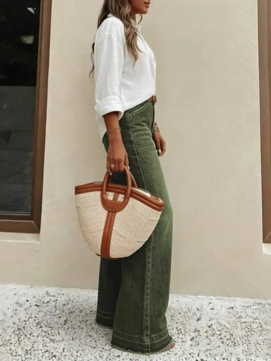 

Womens High Quality Casual Loose Wide Leg Denim Pants Comfortable All Season Daily Style