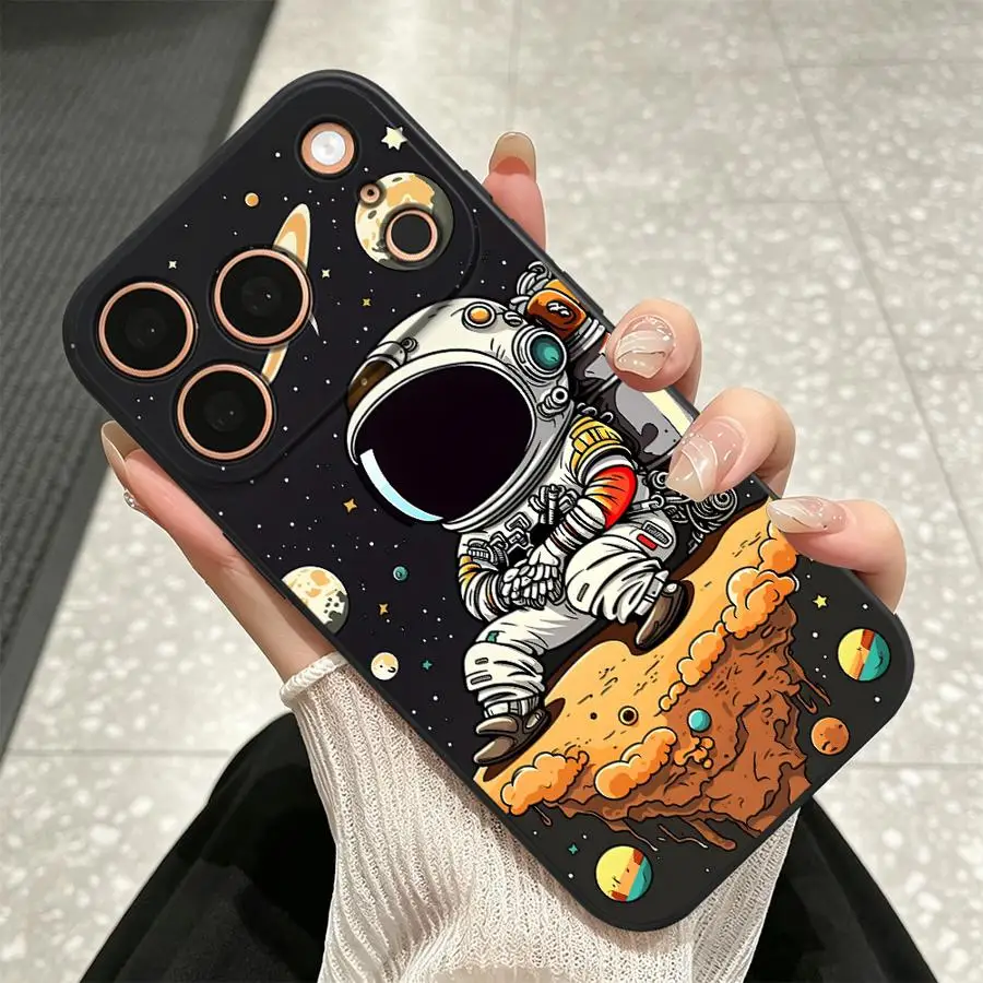 Planet Cartoon Astronaut Case for Apple iPhone 17 Pro Max 11 13 Mini X XS XR 7 8 15 Plus Air 12 17e 16e 14 16 Phone Cover view 4