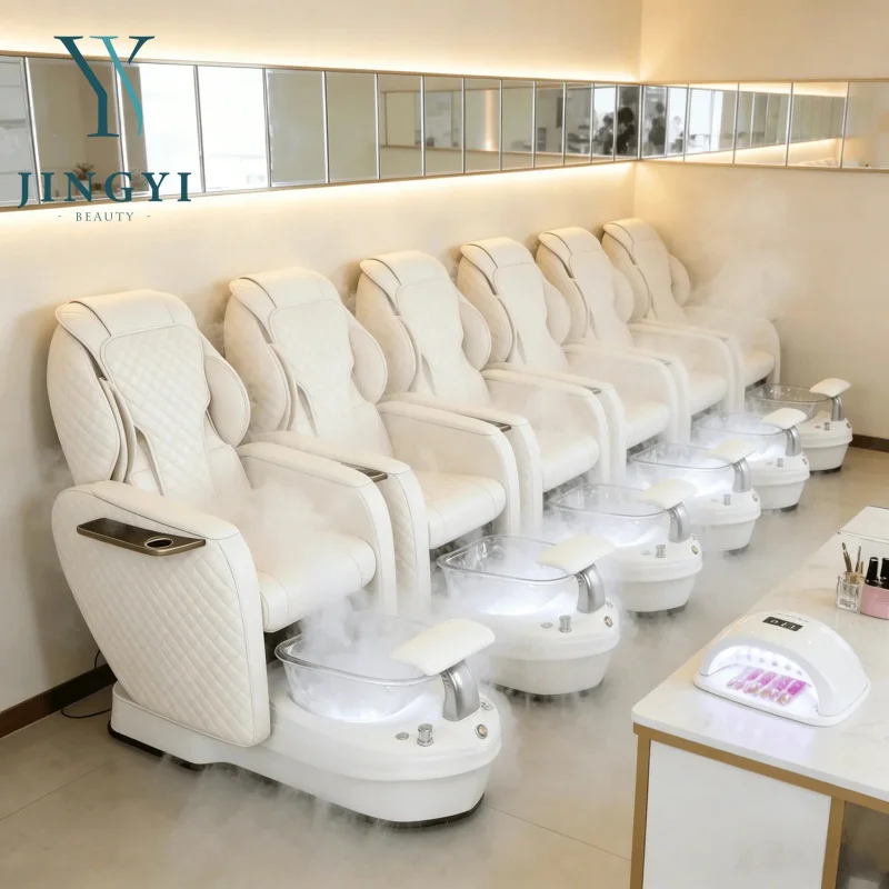 Luxury Nail Salon Furniture King Throne White Full Body Foot Spa Massage Manicure Pedicure Chair
