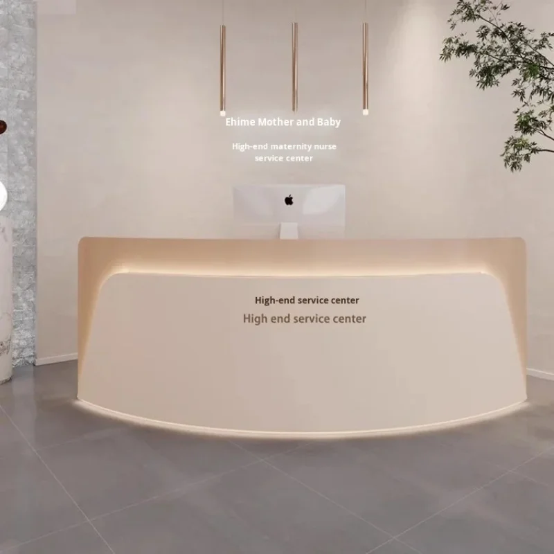 custom.Modern-Shaped Reception Desk Curved Lacquered Bar Counter Beauty Salon Art Dance School Clothing Store-Designed f