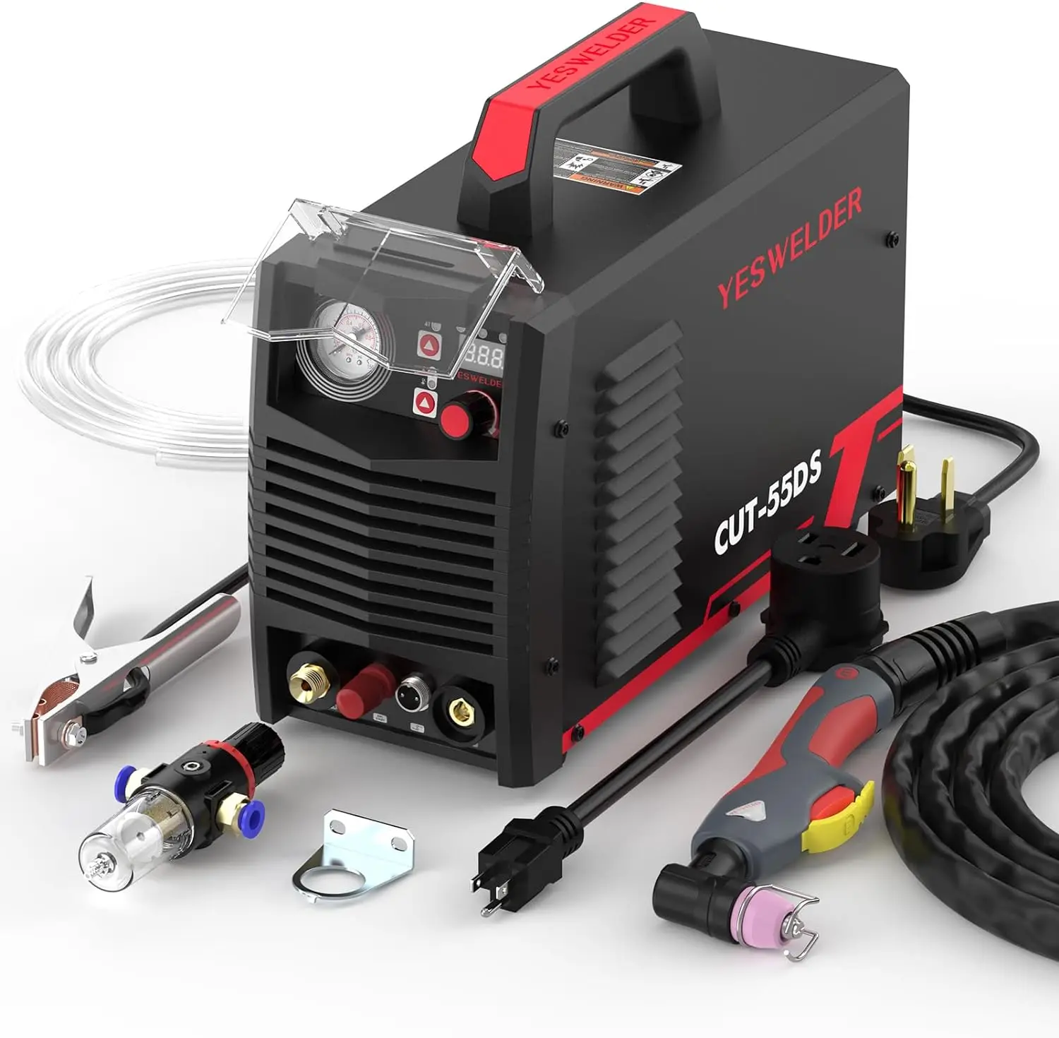 CUT-55DS 55Amp Non-Touch Pilot Arc Air Power Plasma Cutter 1/2 Inch Clean Cut, Digital 110/220V Dual Voltage