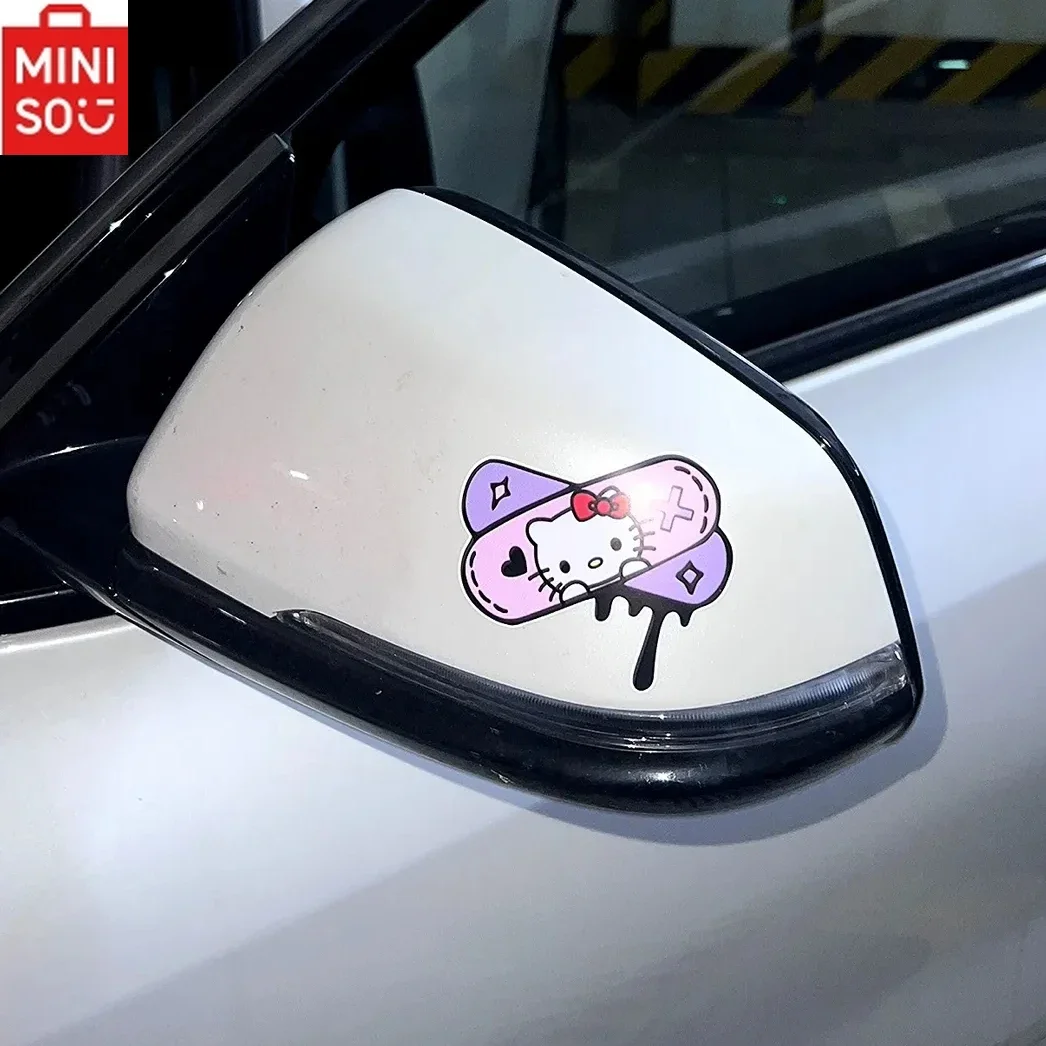 

MINISO HelloKitty Car Cartoon Patch Stickers To Cover Scratches Cute Band-aid Pattern Car Body Modification Decorative Stickers