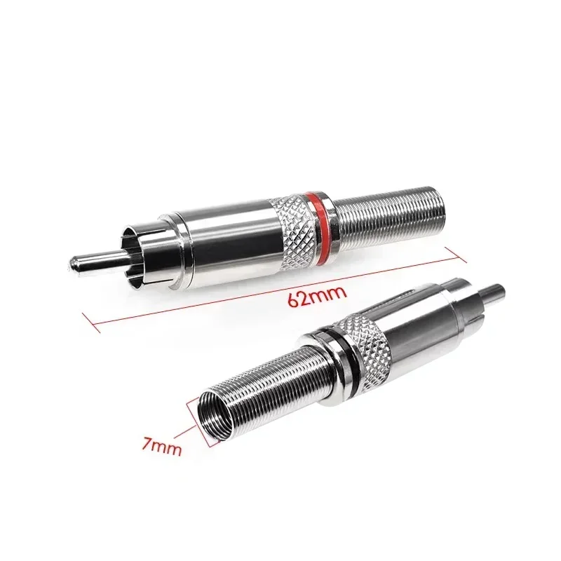 4 قطعة/2 أحمر + 2 أسود النيكل مطلي RCA محول الصوت الصوت والفيديو المتكلم AV كابل RCA ذكر التوصيل مع محطة لحام الربيع