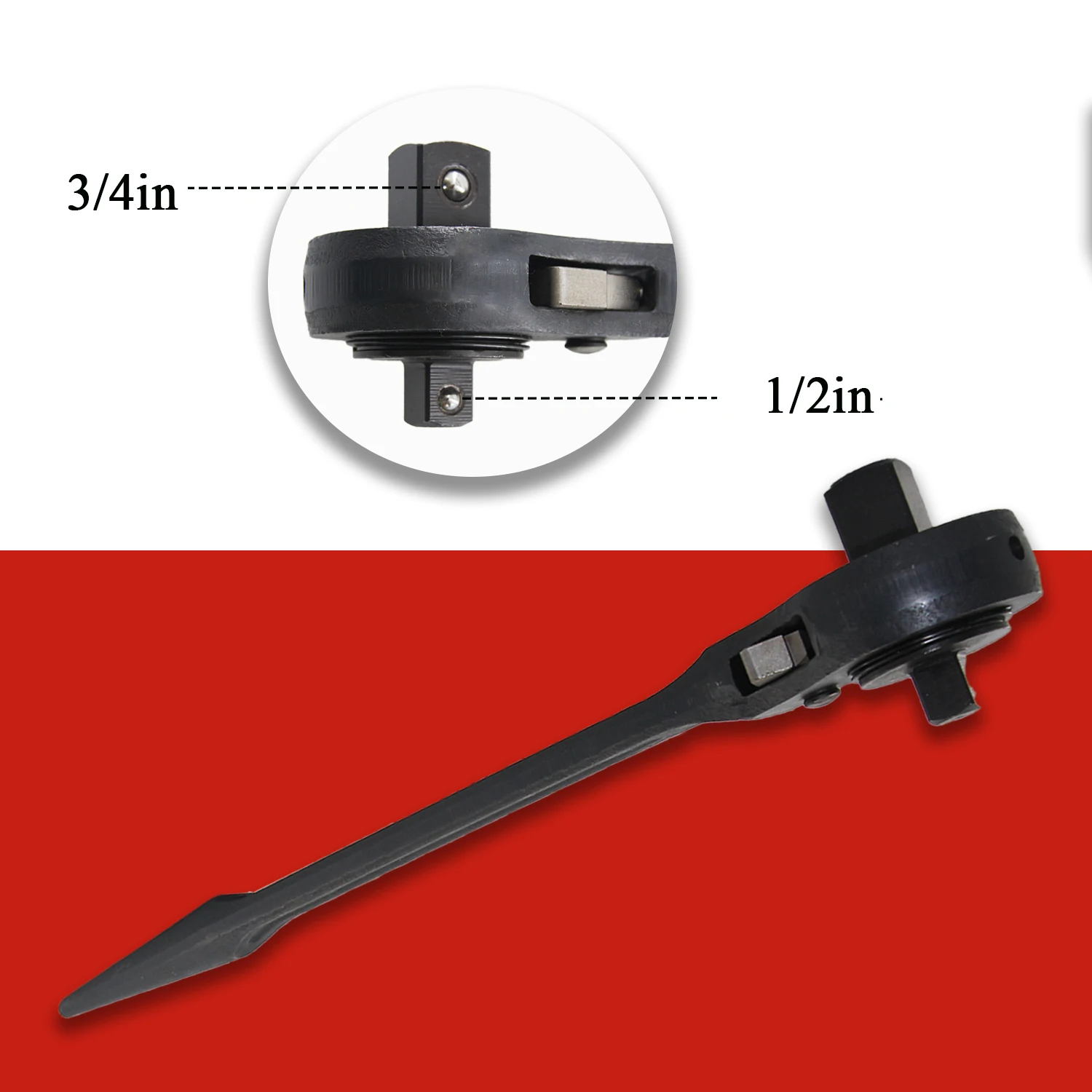 16 inch Double Ended Ratchet Pointed Tail Wrench Heavy Duty 3/4