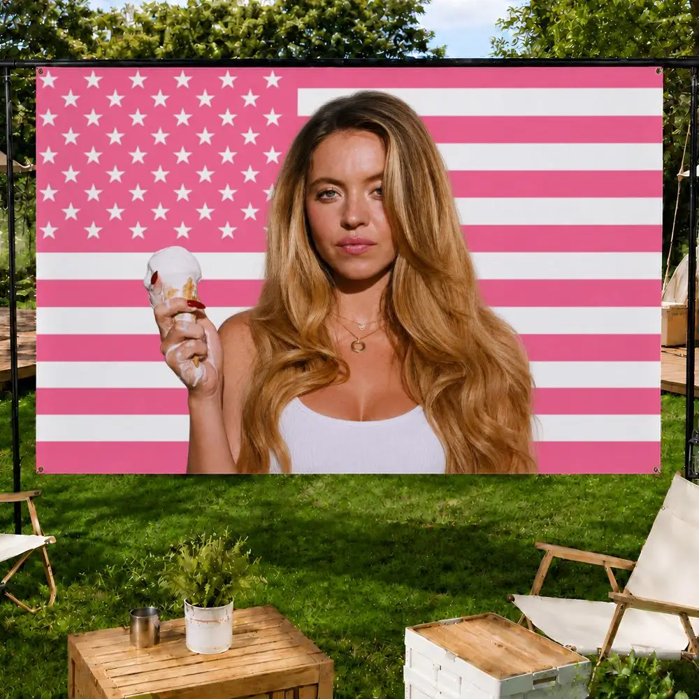 Celebrity Actor TV S-Sydney Sweeney Flags Fan support, home, dormitory, wall decoration, outdoor camping, party banners, gifts