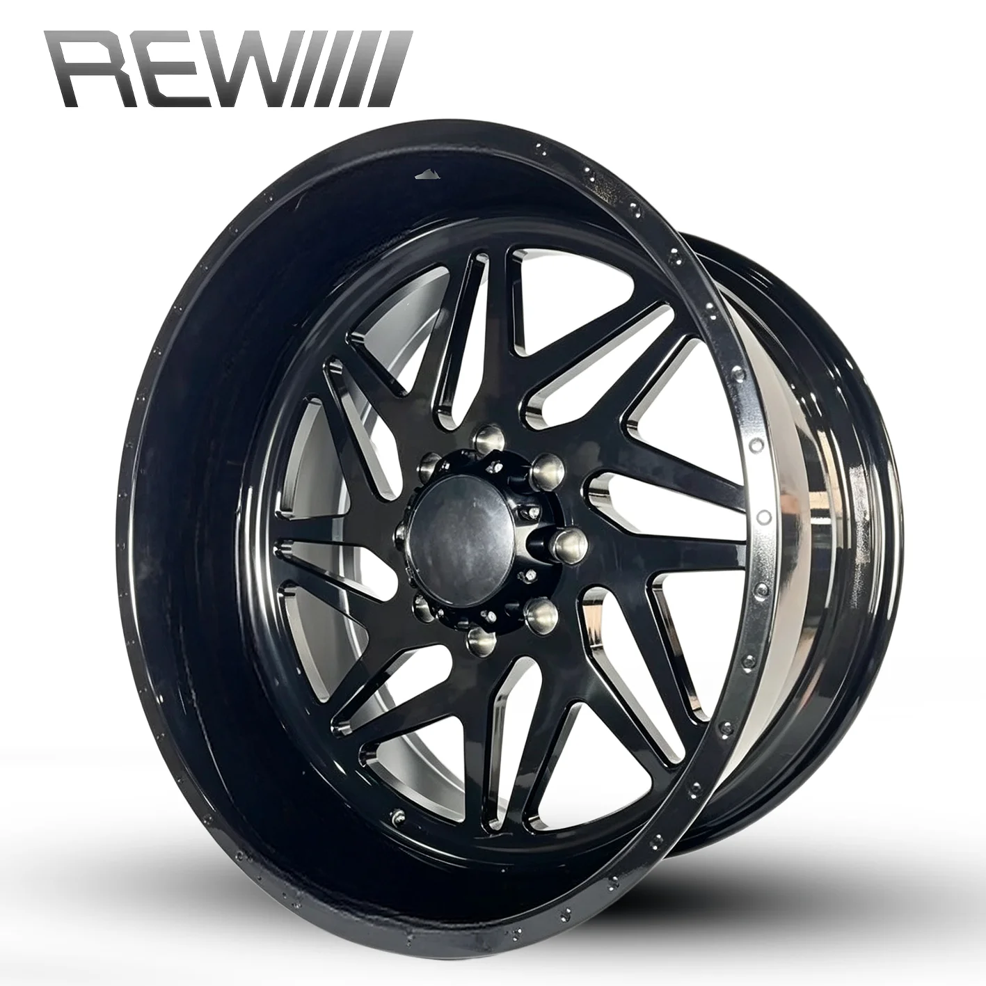 Black Wheels 20-26 Inch 6x139.7, Extra Deep Concave Large Hollow Spoke Rims, Dynamic Balanced All-Terrain Stable Driving Rim