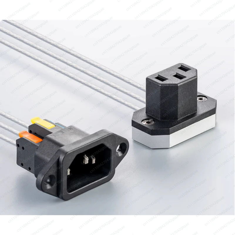 Power cord extension cable computer 90 degree elbow three hole ultra-thin male and female plug computer c13 to c14