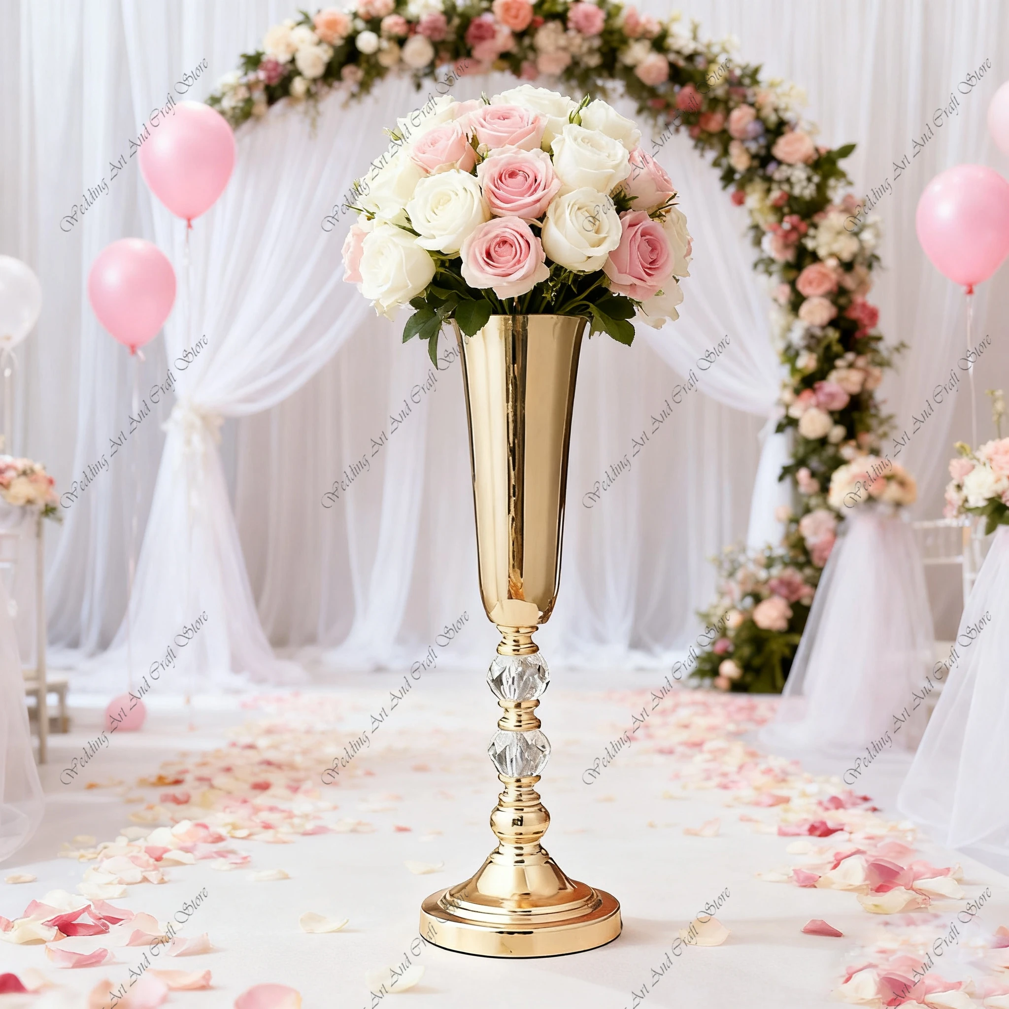 

12 шт. f30, золотые свадебные цветочные центральные элементы, металлические цветочные композиции, подставка, ваза для трубы, декор свадебного стола ivy131