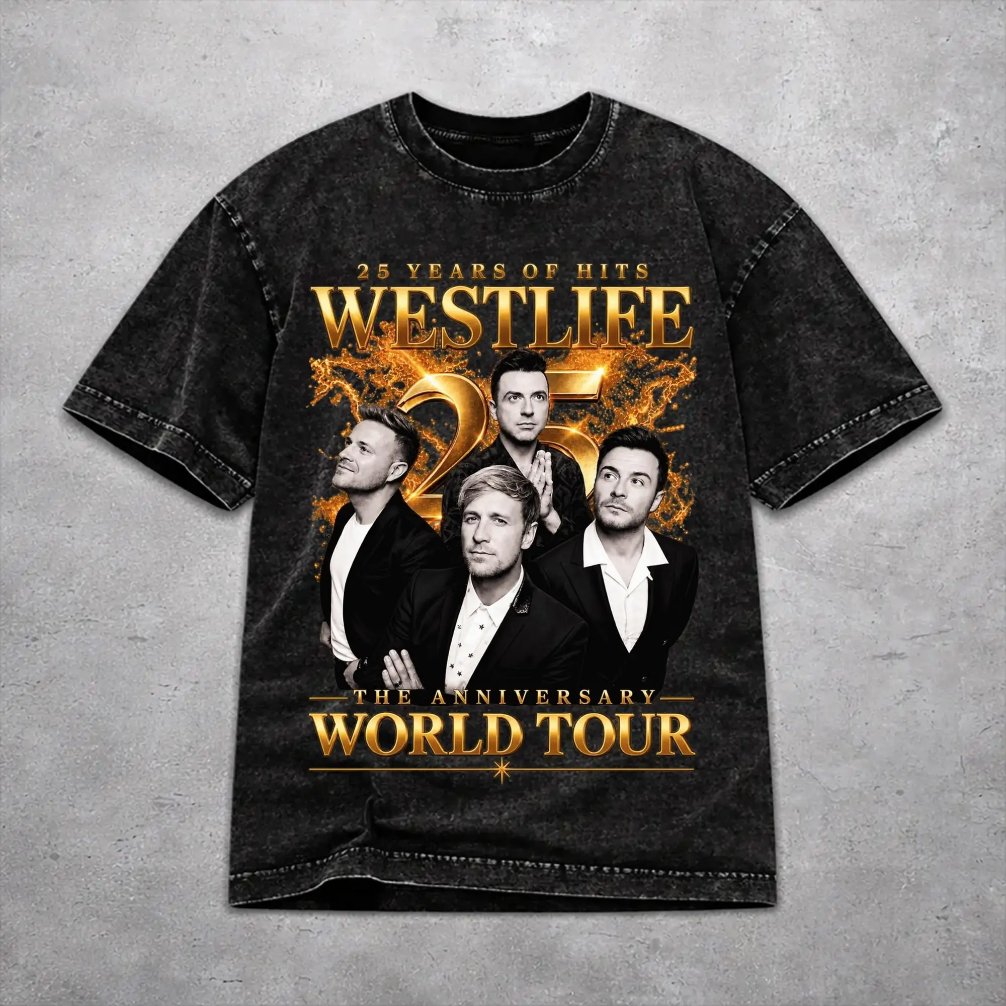 Westlife 25th Anniversary Tour 2026 Washed T Shirt Novelty Harajuku Men Women  Oversize T-Shirts Tee Short Sleeve