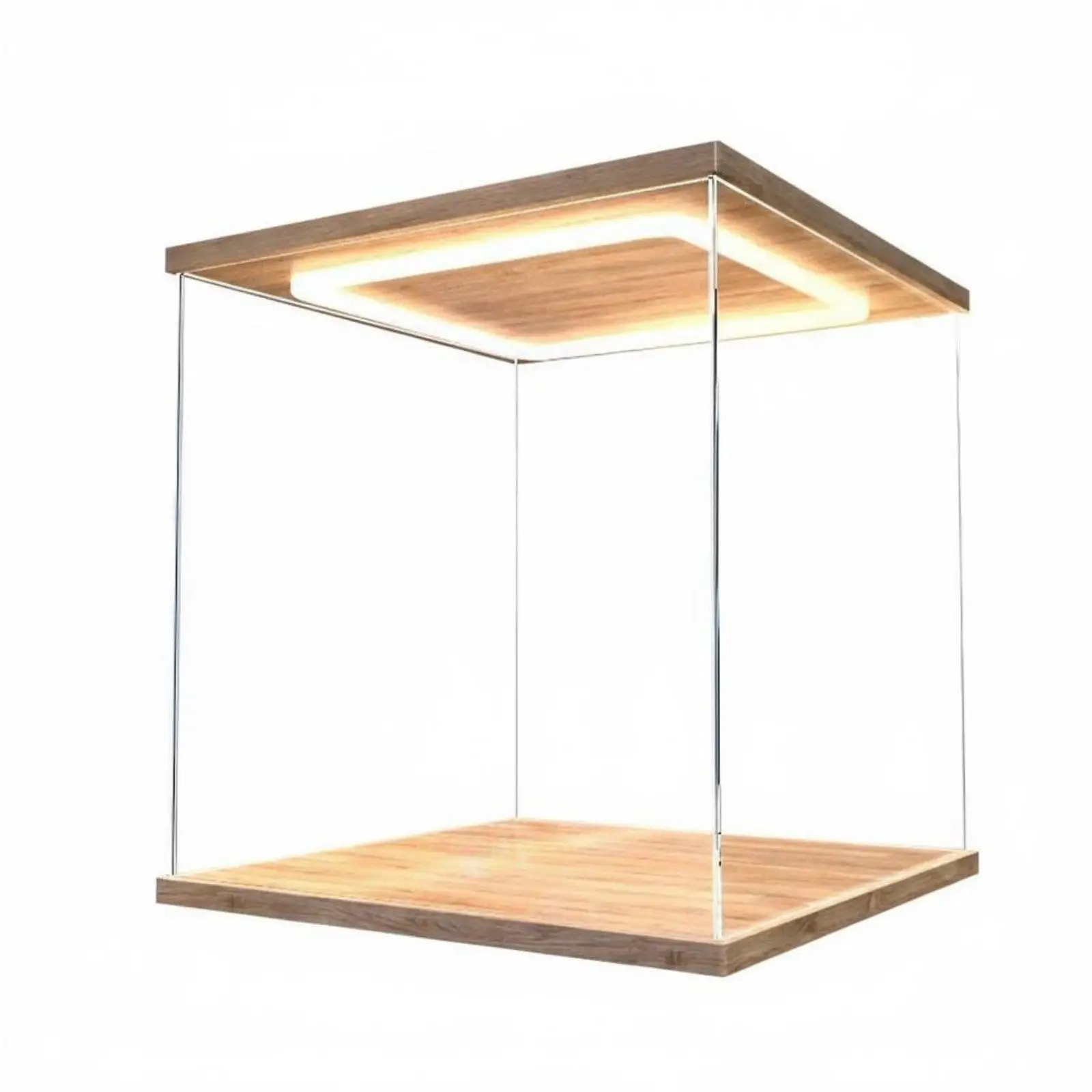 Lighted Display Display Assembled-in Lighted Acrylic Showcase Glueless Assembly Stackable Acrylic Case for Collectors, Desktop,
