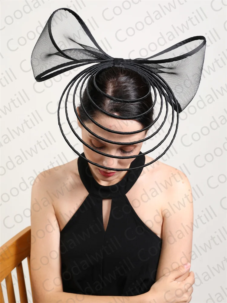 Bow Fascinator Hats For Women Wedding Church Elegant Hair Accessories New Fashion Ladies Pillbox Cap Hair Clip Race Headwear