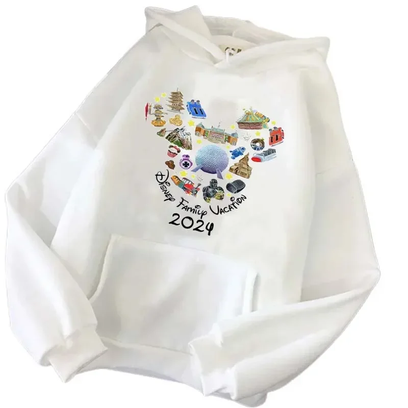 Disney 2024 Family Vacation Hoodies Fashion Disneyland Trip Women\'s Casual Pullover Autumn Harajuku Streetwear Sweatshirt Tops