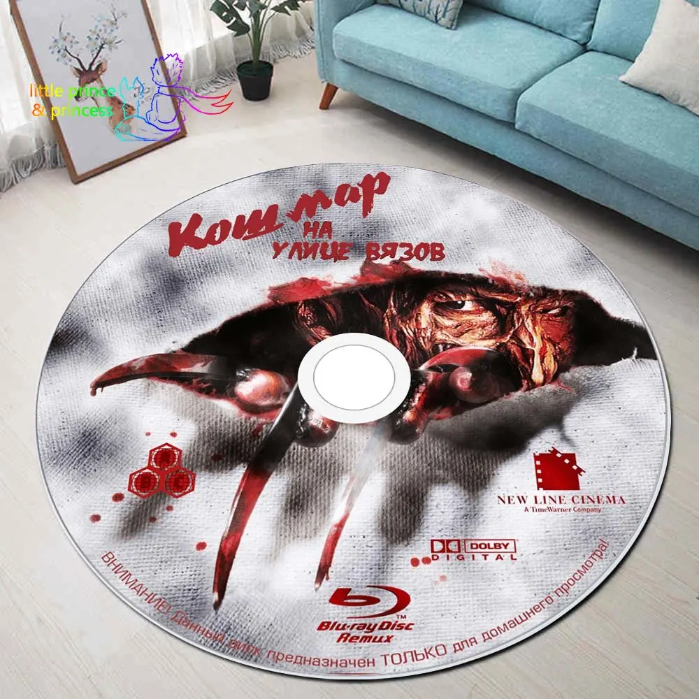 Freddy Krueger кино CD коврик круглый коврик Хэллоуин ужас круглый коврик для ванной черный коврик Домашний декор ковер гостиная кухонный ковер