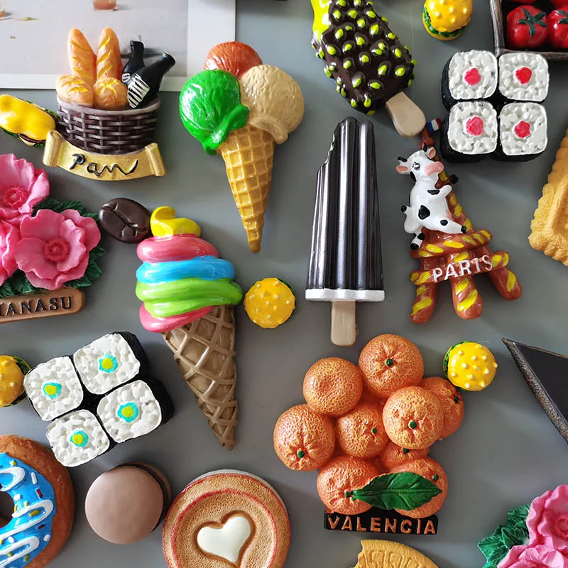 Buy 5 Get 1 3D Simulation Food Cute Cone Ice Cream Choc-ice Resin Refrigerator Magnet Sweetmeats Wholesale Production