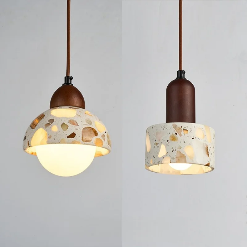 IWHD تيرازو الخشب قلادة LED ضوء الشمال الحديثة الحمام غرفة الطعام تصميم الأبيض كرة زجاجية مصباح معلق لامبارا Colgante #6