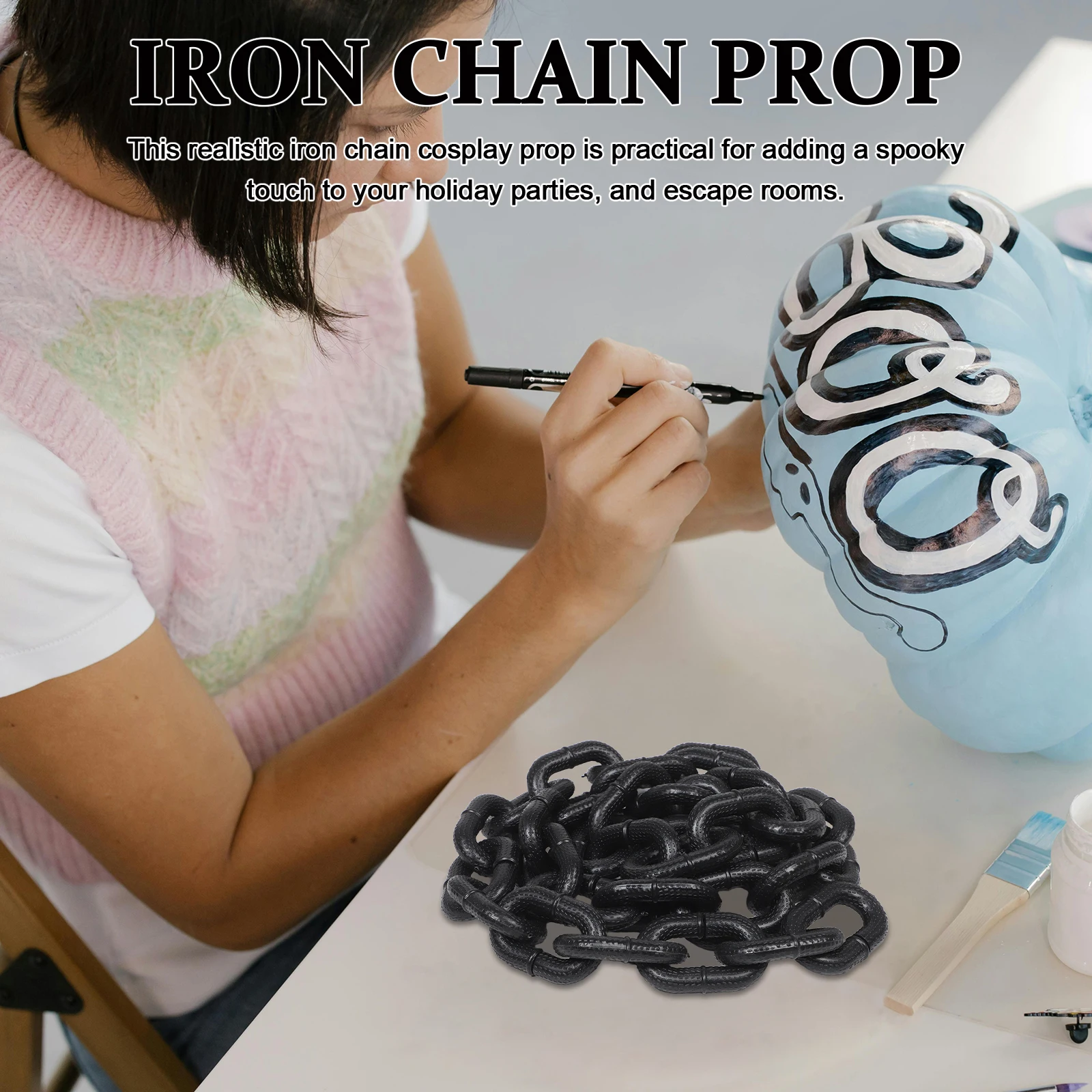 

Realistic Plastic Halloween Chain Thickened Fake Iron Look for Party Cosplay Movie Set Bar Carnival Decoration Chains