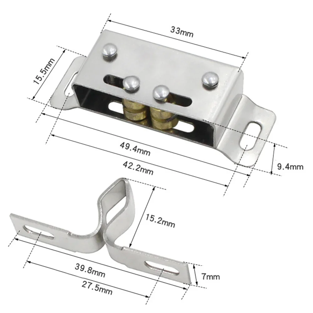Double +Roller *-Catch Magnetic Cabinet Catches Stainless Steel Touch Bead Cupboard Magnetic Latch Furniture Wardrobe Hardware