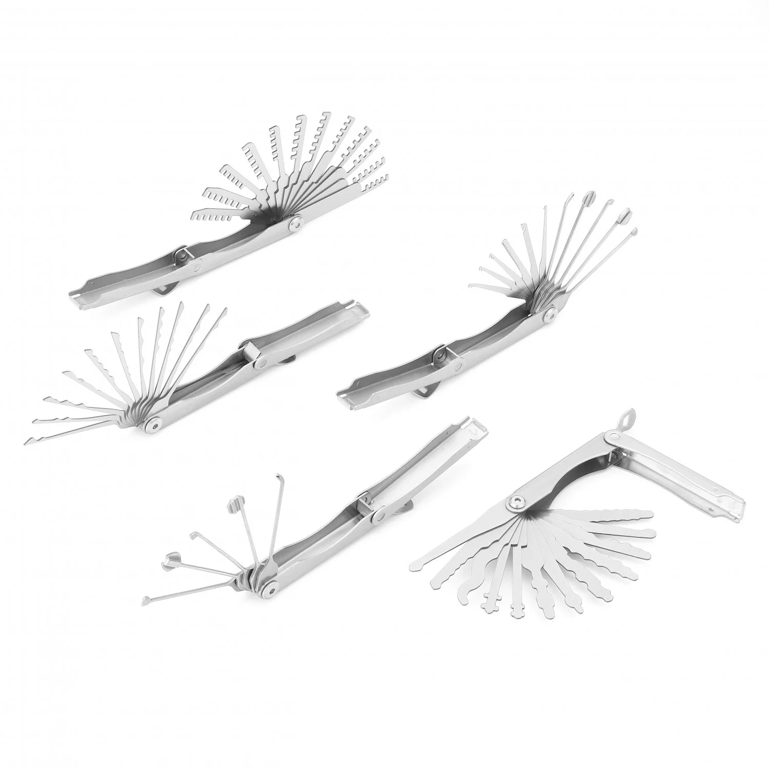 5set Foldable Lock Pick Set Stainless Steel Portable Pocket Locksmith Training Tools Kit Professional Lock Opening Hand Tools