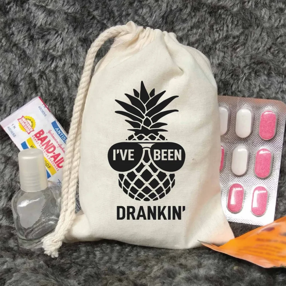 20 pcs Custom drankin Hangover Bag-Bachelorette survival kit-Just Drunk-Beach-Pineapple bachelorette-Beyonce Bachelorette Party