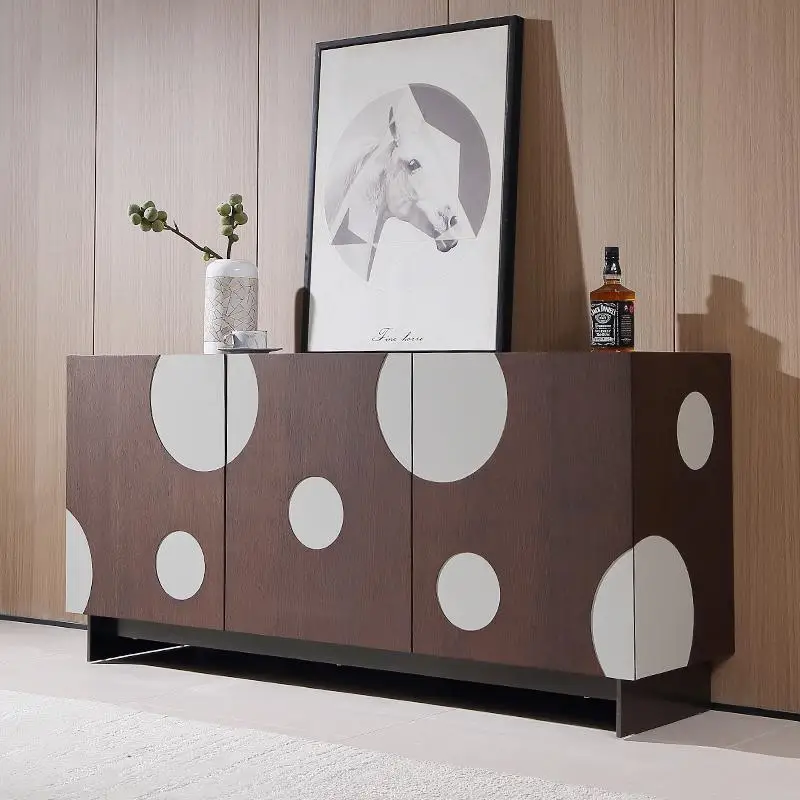 

High-end dining side cabinet integrated locker against the wall, new medieval style living room home creative retro storage