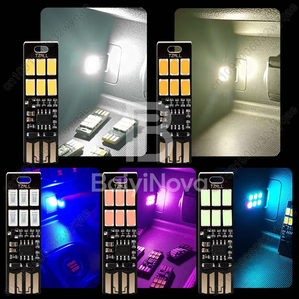 1Pc Portable Mini Car Atmosphere Light 5730 USB LED Lamp 5V Touch Sensor Dimmable Night Light for Car interior Home Reading lamp