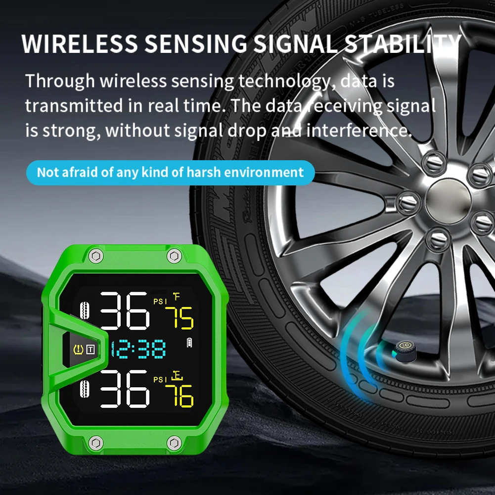

Датчик давления воздуха в шинах для мотоцикла с быстрой зарядкой QC3.0, TPMS, мониторинг давления в шинах в реальном времени для экстренных ситуаций