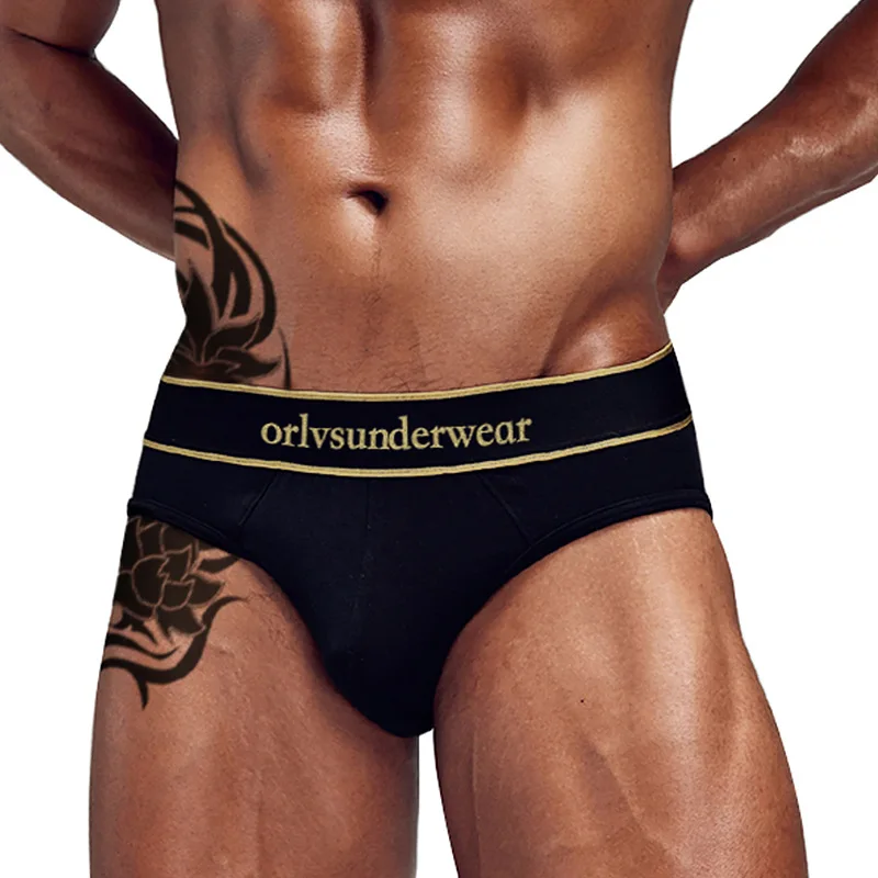 Men's Underwear Sexy for Guys Man Underwear Cotton Low Rise Briefs Breathable Solid Color Pouch ORLVS Factory Direct OR6221