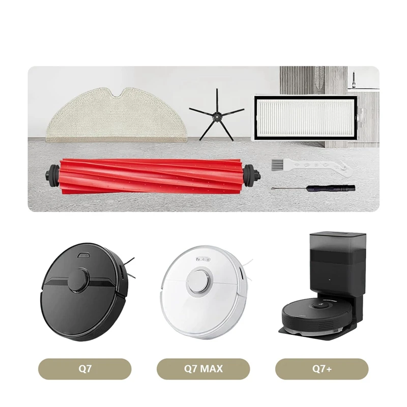 مجموعة فرش مكنسة كهربائية ، قطع غيار ، ملحقات ، Roborock Q7 ، Q7 ، Q7 + ، Q7 Max