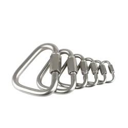 5Pcs Stainless Steel Quick Links Carabiner Locking Clips with Screw Nut Triangle Chain Hook for Trailer, Swing, Hammocks, Cable