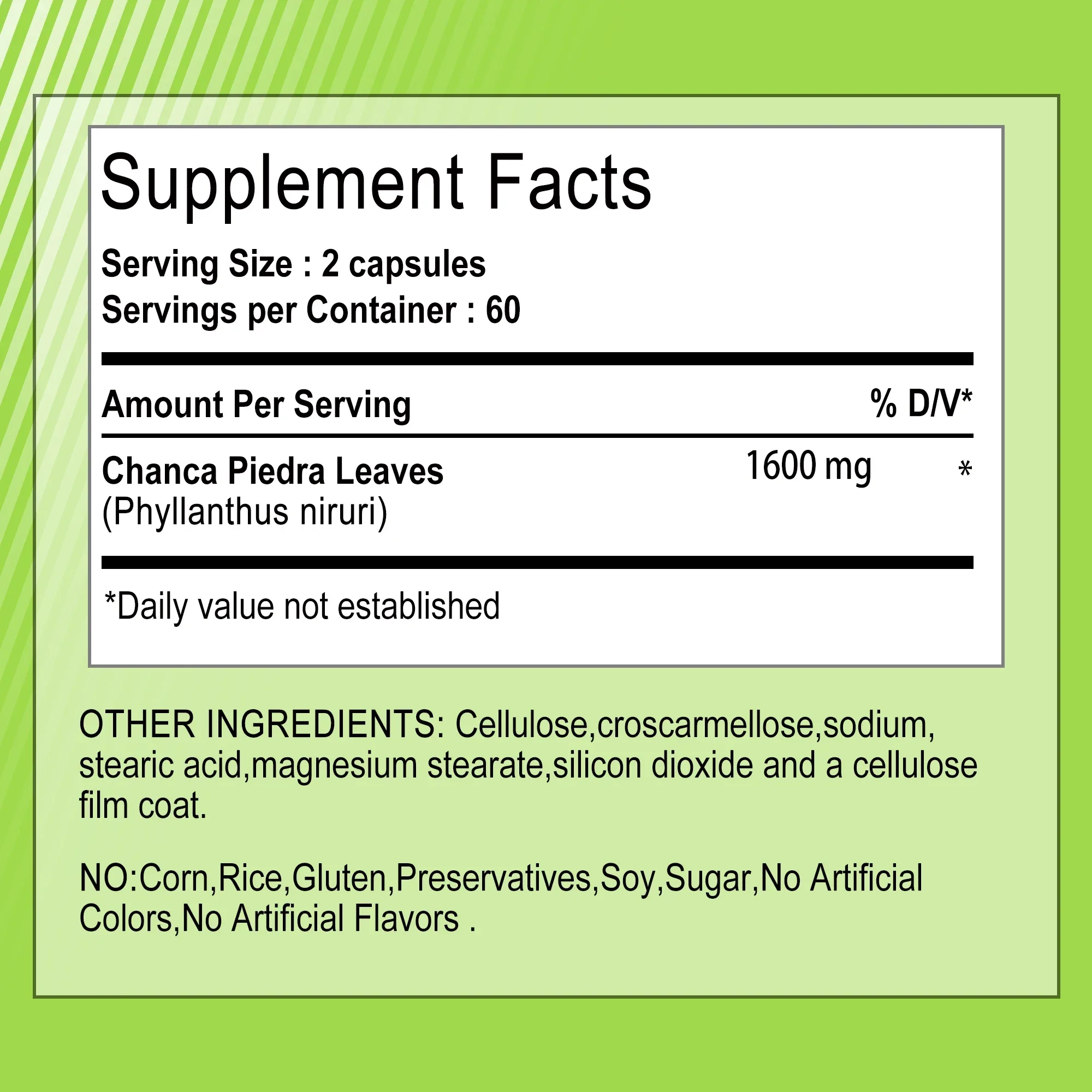 Chanca Piedra 1600mg - Supports Urinary Tract Health, Kidney Cleansing and Repair, Improves Dull Skin, Boosts Immunity, Non-GMO