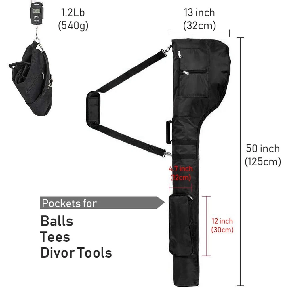 Tas pembawa klub Golf baru tas perjalanan rentang mengemudi tahan air dapat dilipat tas Golf tas jinjing, HITAM