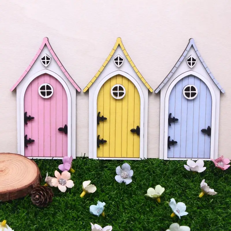 Miniature Garden Wooden Gnome Door Handmade Fairy Tale Style Dollhouse Decoration DIY Scene Making Accessories