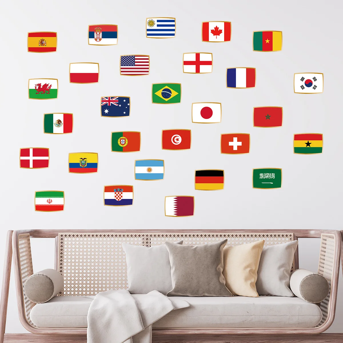 Cartoon National Flag Self-Adhesive Wall Stickers for Bedrooms, Living Rooms, Background Walls, Decorative Wall Stickers