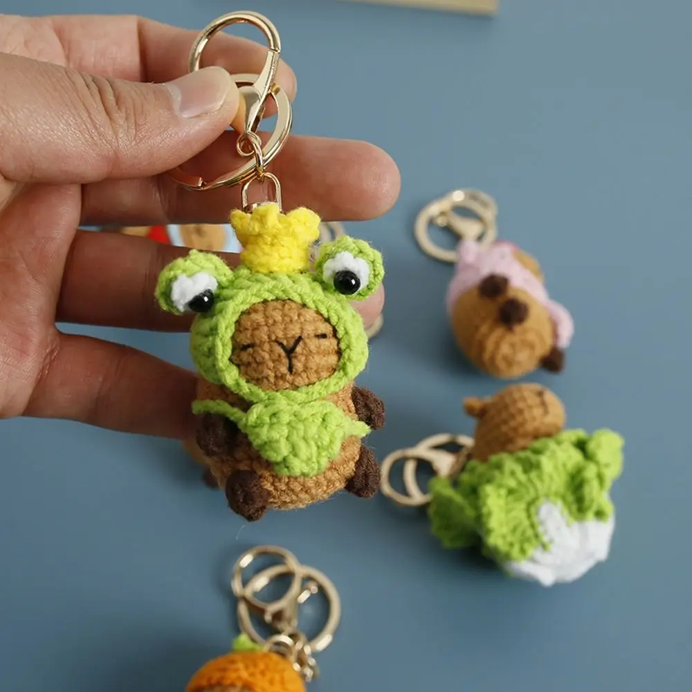 Cute Cartoon Wool Making Knitting Capybara Doll Bag Pendant Ornaments Crochet Keyrings DIY Jewelry