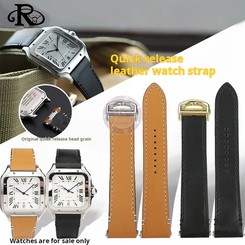 

Metal joint Quick release watch strap 21mm For Cartier new Santos Genuine leather cowhide men Medium Sandoz watchband bracelet