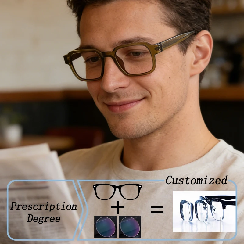 

New Square Frame Legs Metal Core Inspection Photochromic Prescription Glasses Anti Blue Ray Hyperopia Myopia Astigmatism Eyewear