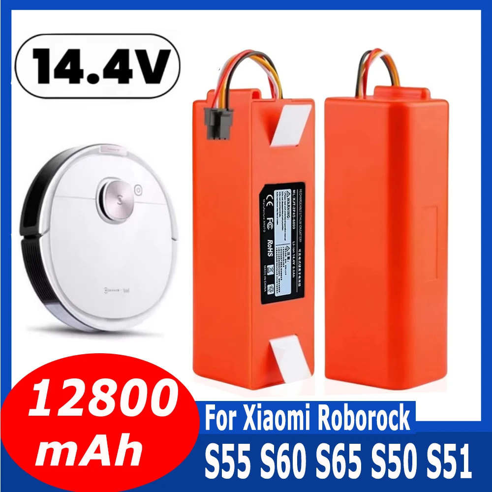 

Replacement Battery for Xiaomi Roborock S55 S60 S65 S50 S51 S5 MAX Robot Vacuum Cleaner S6 Parts 14.4V 12800mAh