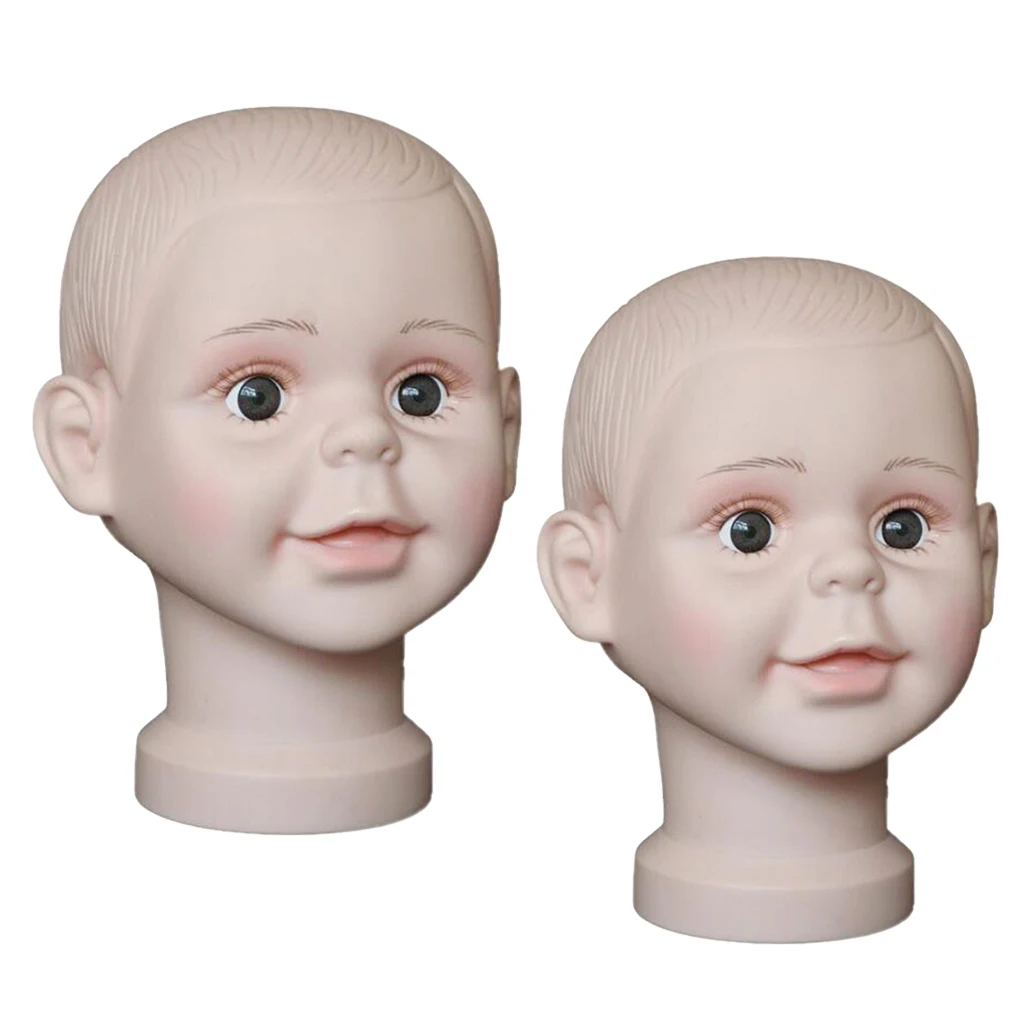 

Children Head Mannequin PVC Freestanding Cap Display Model for Wig Hat Scarf Glasses Showcase