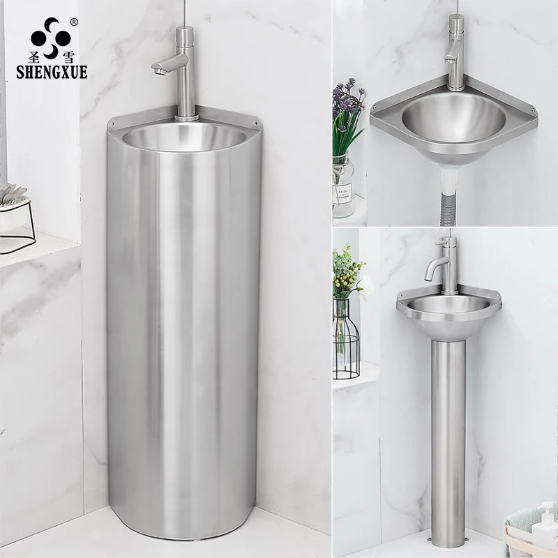 

304 stainless steel triangular wash basin small apartment bathroom mini corner wash basin wall-mounted washbasin