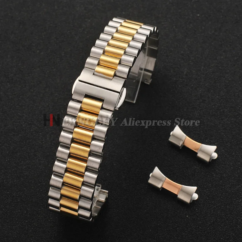 Solid Stainless Steel Watchband 10 12 13 14 16 17 18mm 19mm 20mm 21mm 22mm Replacement Men Wristband Arc End Interface Bracelets