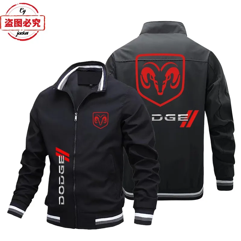 Dodge car logo racing suit jacket loose long-sleeved men's top zipper cardigan stand-up collar jacket work clothes group clothes