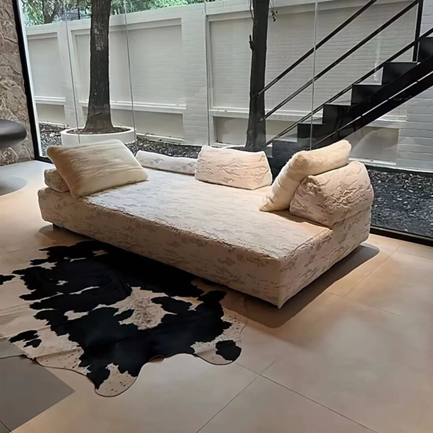 Italian simple polar bear glacier fabric module sofa small apartment villa living room straight row removable and washable