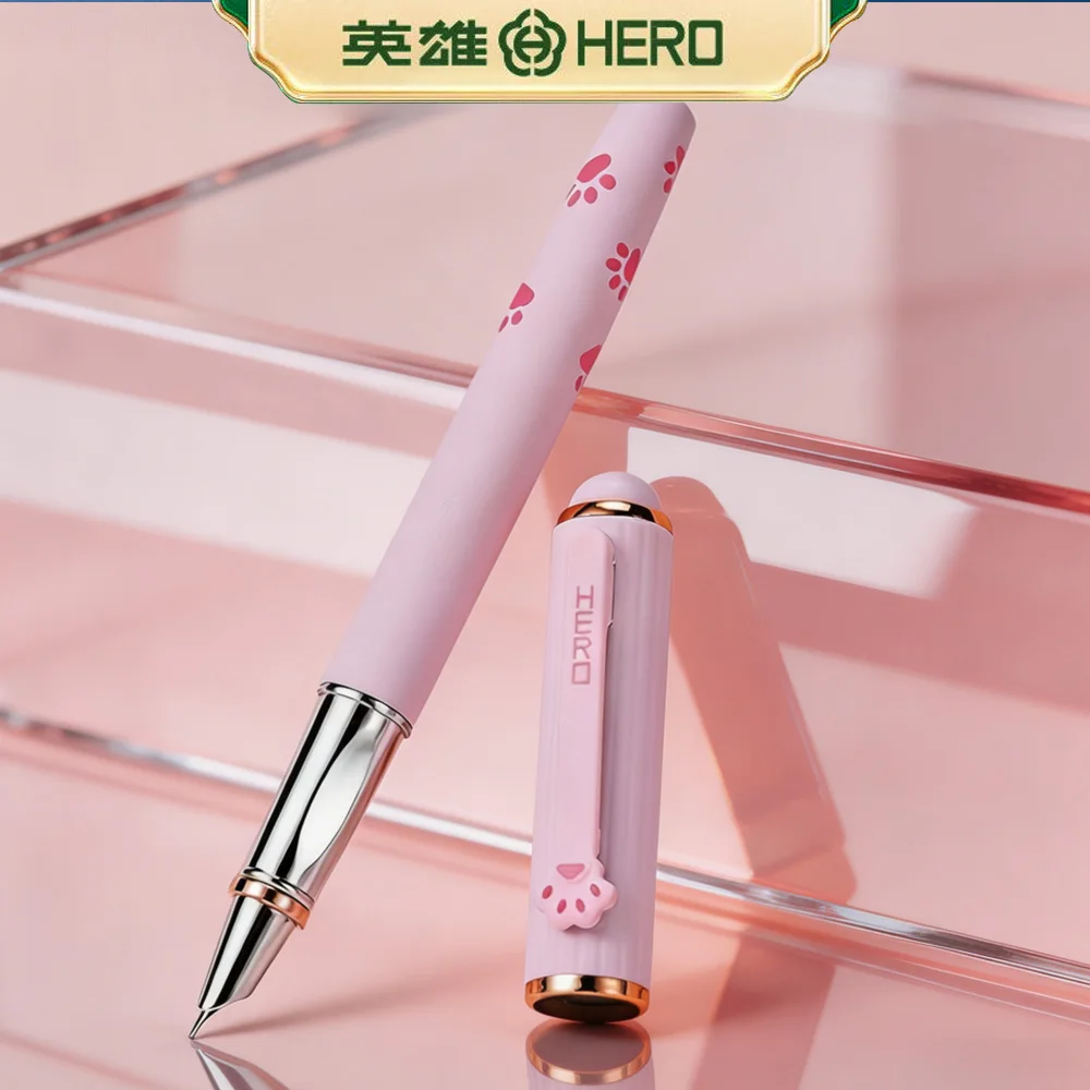 Colorful HERO 360M Fountain Pen Magnetic Snap Cap Erasable Ink Iridium Nib Pen With Decorative Metal Ring Student Handwriting