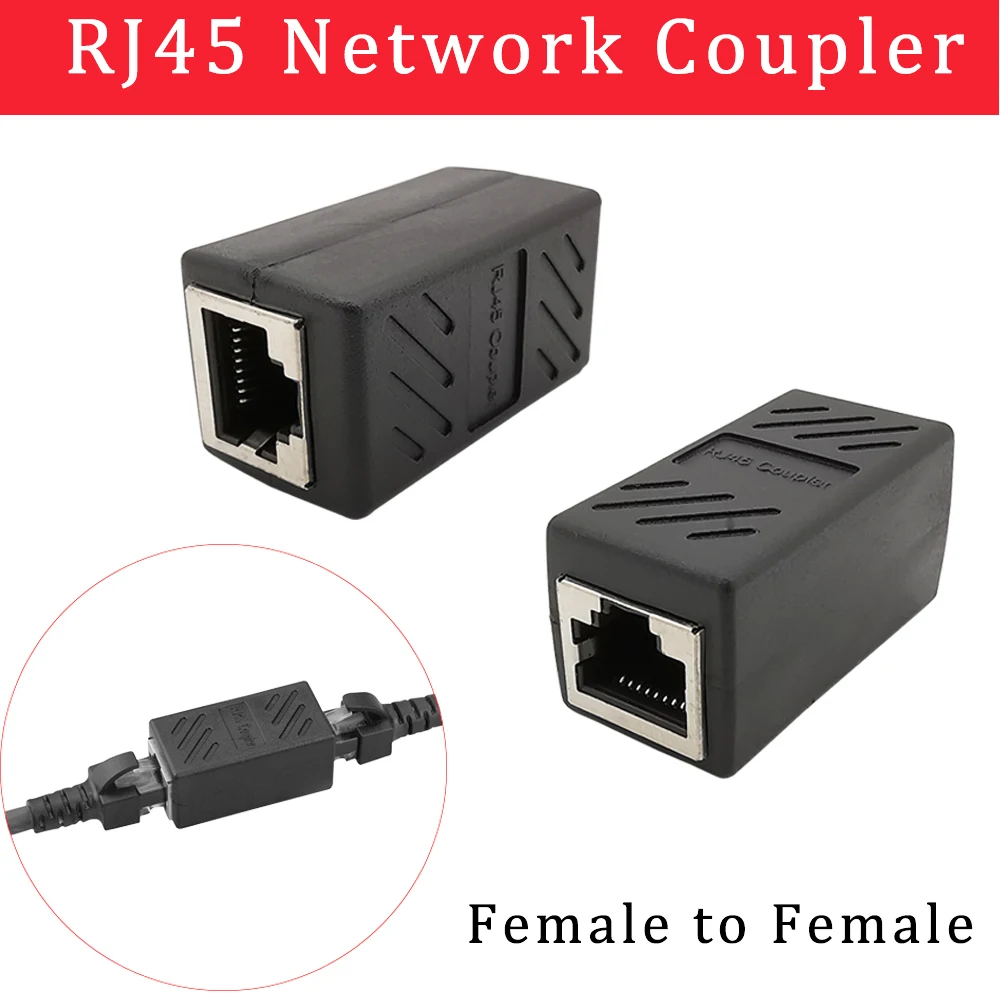 1Pcs RJ45 Network Coupler Ethernet Cable Extender LAN Connector RJ45 Female to Female Socket 8P8C Cable Interface Modular Adapte