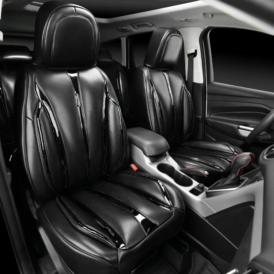 الترا + نابا براءات الاختراع والجلود مقعد السيارة يغطي مجموعة كاملة العالمي خففت لينة تنفس مقاوم للماء المضادة للانزلاق مقاعد السائق Backr #3