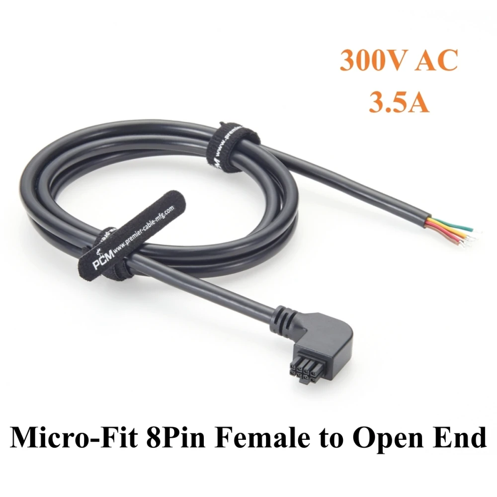 Left Angle 8Pin Micro-Fit 3.0 OTS Cable Harness 90 Degree Micro-Fit 8 Circuits Receptacle to Open End Wire 20AWG for Industrial