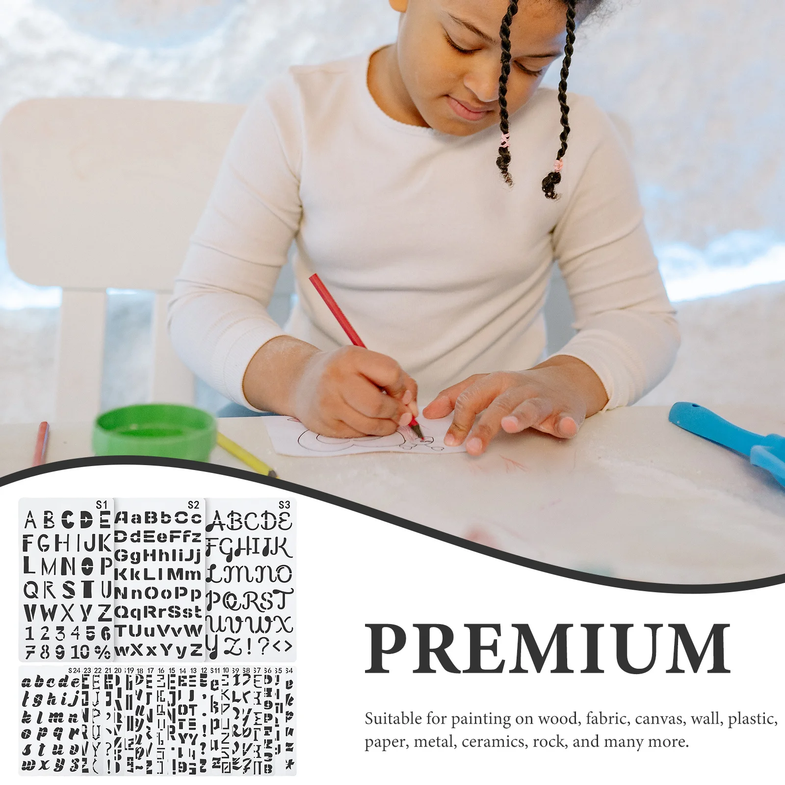 

24 Sheets English Letter Stencils Hollow Painting Templates for DIY Crafts Scrapbook Wall Art Plastic Reusable Drawing Tools